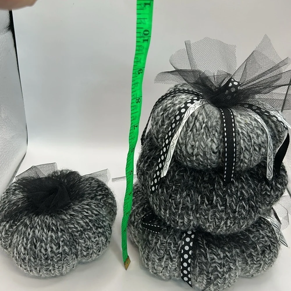 Charming Black and Gray pumpkin stack set